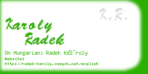 karoly radek business card